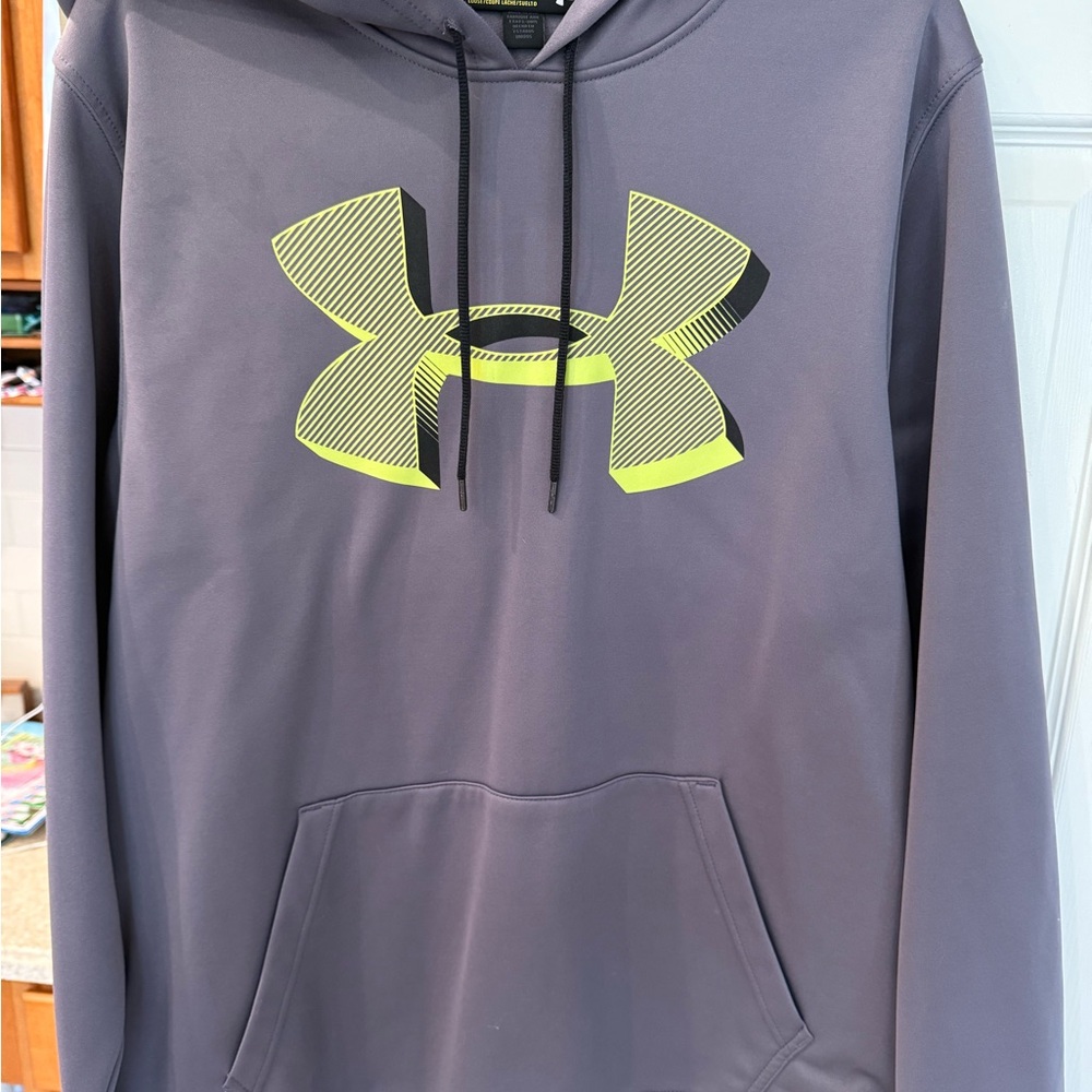 Under Armour Gray Hoodie with Neon Yellow Logo